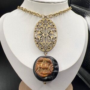 Vintage Blown Glass Face Motif Necklace